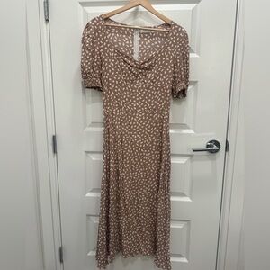 Petal & Pup Brown and Cream Midi Dress